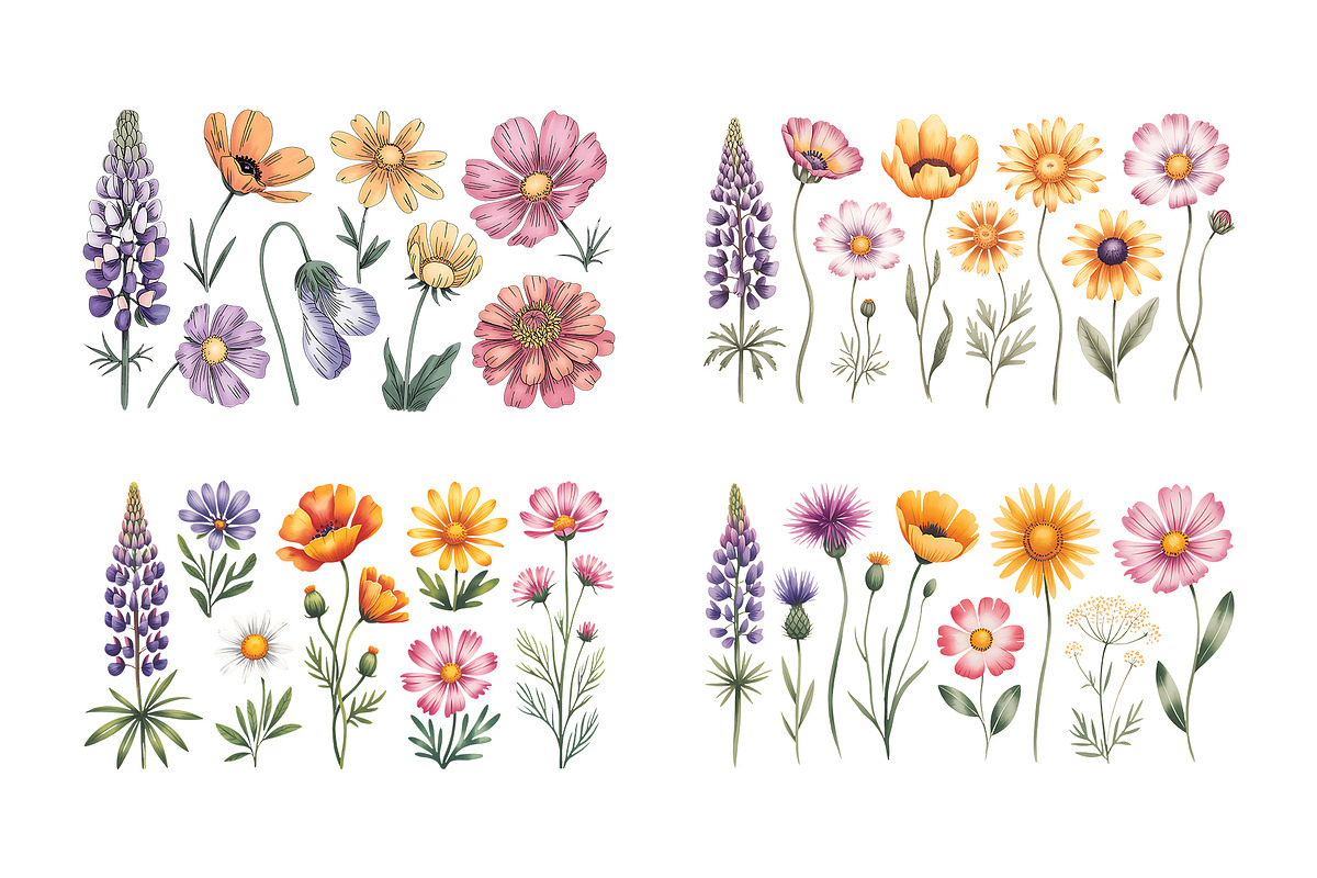 Watercolor Flowers in Soft Pastels, a Decorative Illustration by ForhadGFX (Photo 9 of 11)