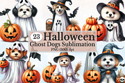 Halloween Ghost Dogs Clipart, a Seasonal Illustration by Rose Art (Thumbnail 1 of 5)