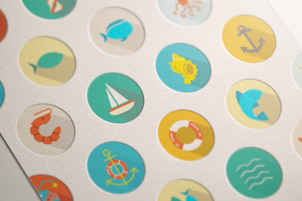 Awesome 22 Flat Vector Sea Icons, an Outline Icon by Ckybe's Corner (Photo 3 of 3)