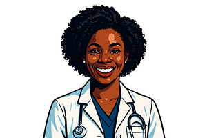 Smiling Doctor Stethoscope vector, a Healthcare Illustration by AlexArt