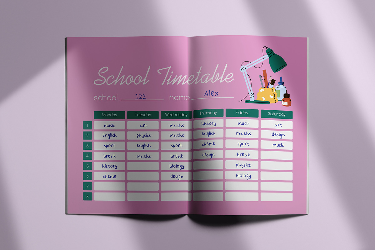 School timetable, lessons schedule, an Education Illustration by Good Studio (Photo 6 of 6)