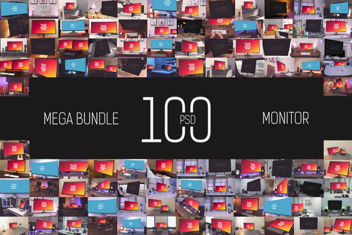 100 PSD Monitor Mockup, a Mockup by Laura (Photo 1 of 13)