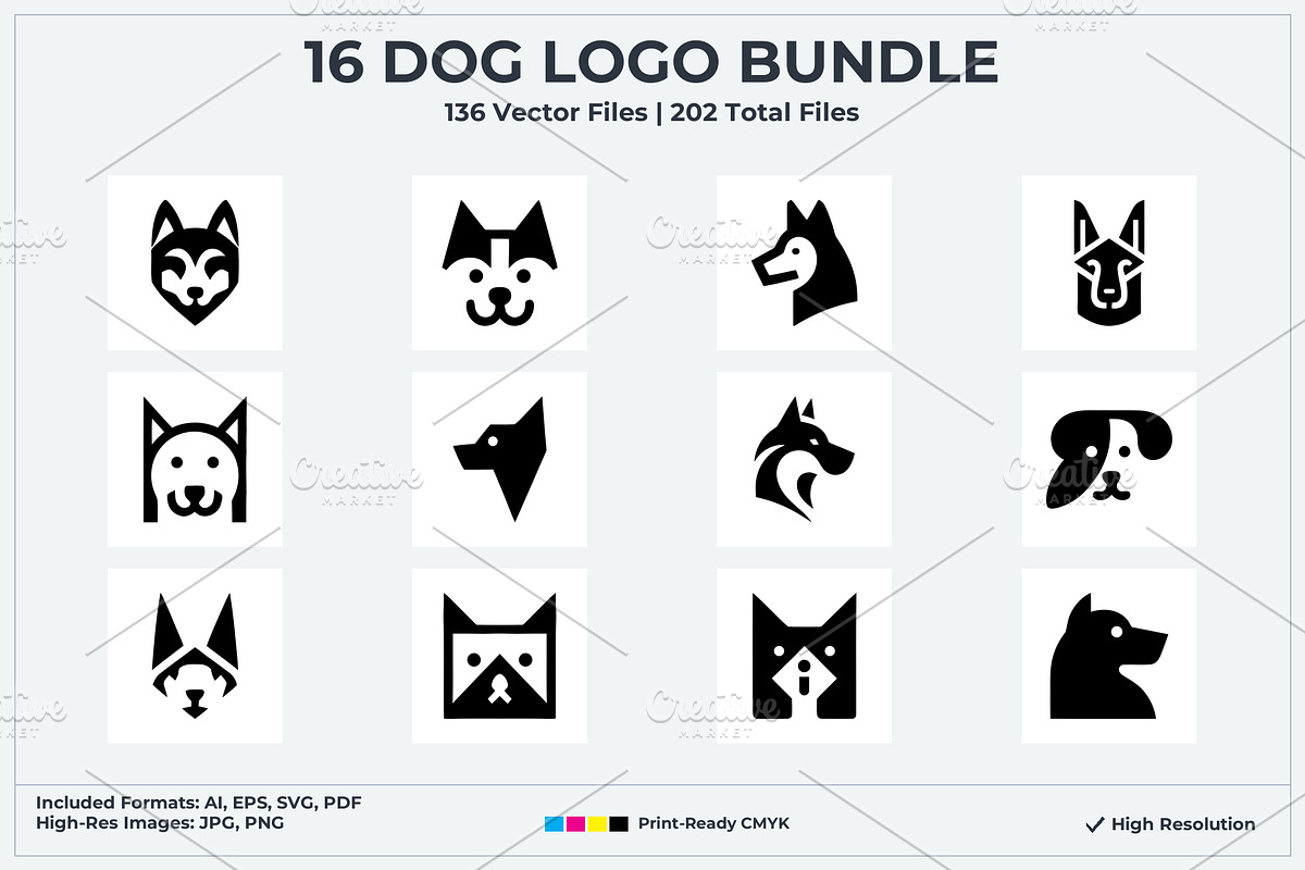 Dog Head Logo Pack, a Branding & Logo Template by Vectorium Studio (Photo 1 of 5)