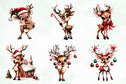 Whimsical Christmas Reindeer Clipart, an Illustration by Creative Art (Thumbnail 4 of 11)