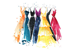 Dresses watercolor illustration