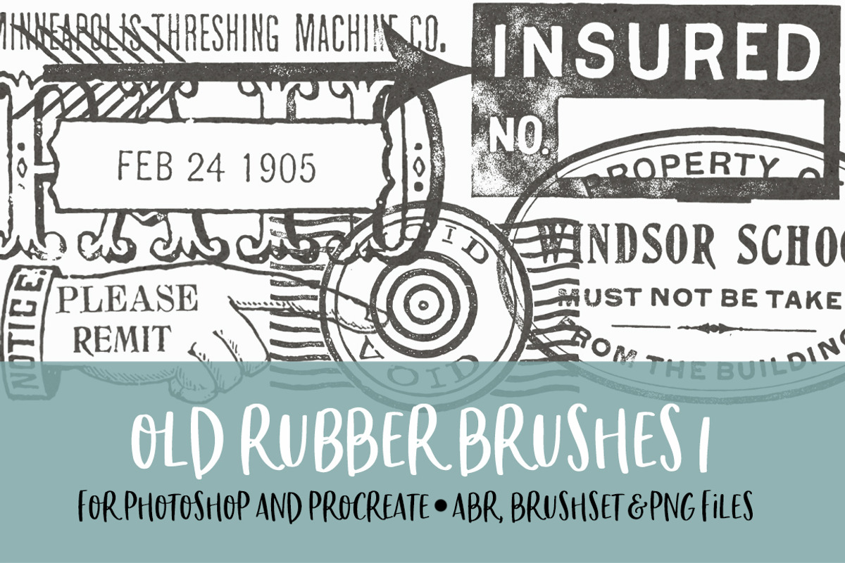 Old Rubber Brushes 1 for PS/PRO, a Brush Add-On by Polka Dot Pixels (Photo 1 of 2)
