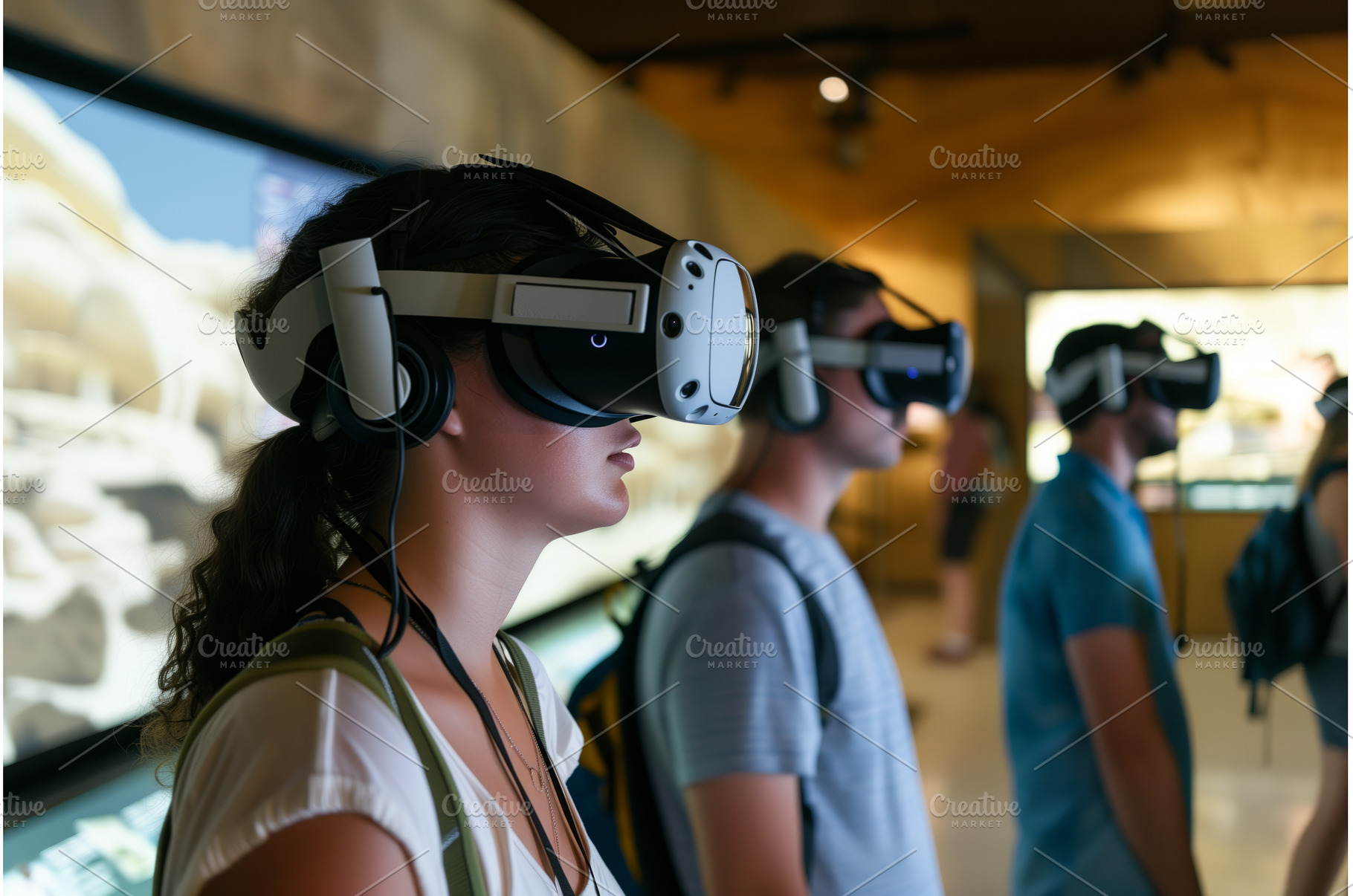 tourists wearing vr headsets at a, a Technology Photo by Sergey Kotenev