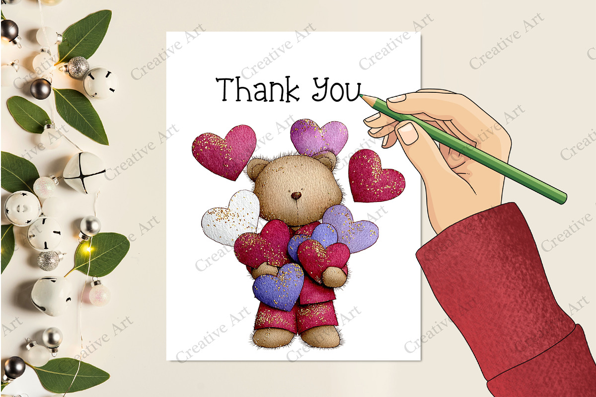Valentine Teddy With Elements Bundle, an Illustration by Creative Art (Photo 8 of 10)