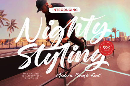 Nighty Styling Modern Brush Font, a Script Font by stylishtype.co