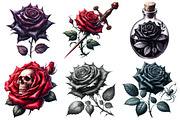 Gothic Roses Clipart Bundle, a Seasonal Illustration by Pixels.Craft (Thumbnail 3 of 7)