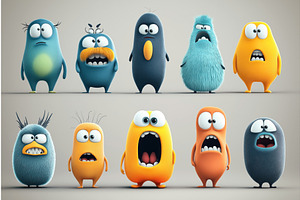 A group of ten cute and colorful, an Illustration by Sergey Kotenev