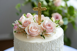 Elegant baptism celebration cake, a Photo by Pavel_design