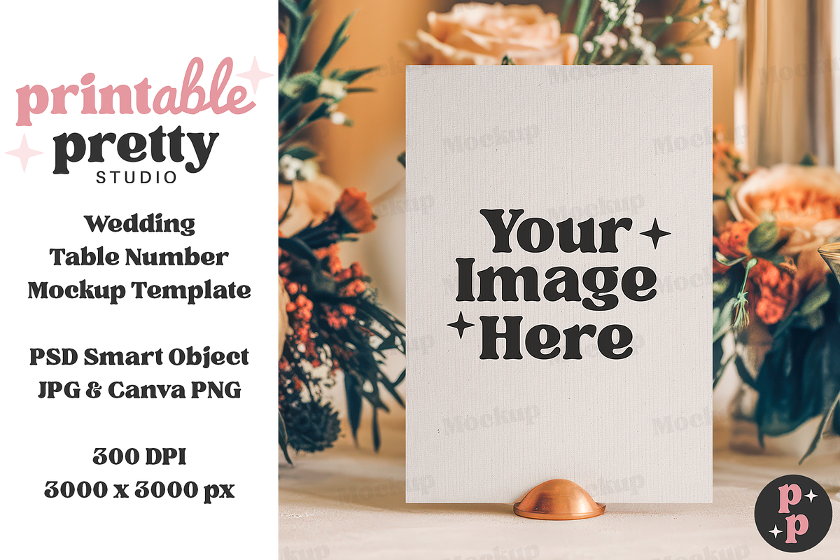 Rustic Floral Table Number Mockup, a Product Mockup by Printable Pretty Studio (Photo 9 of 10)