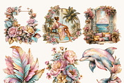 Tropical Summer Beach Clipart, a Seasonal Illustration by BusyDaydesign (Thumbnail 6 of 9)