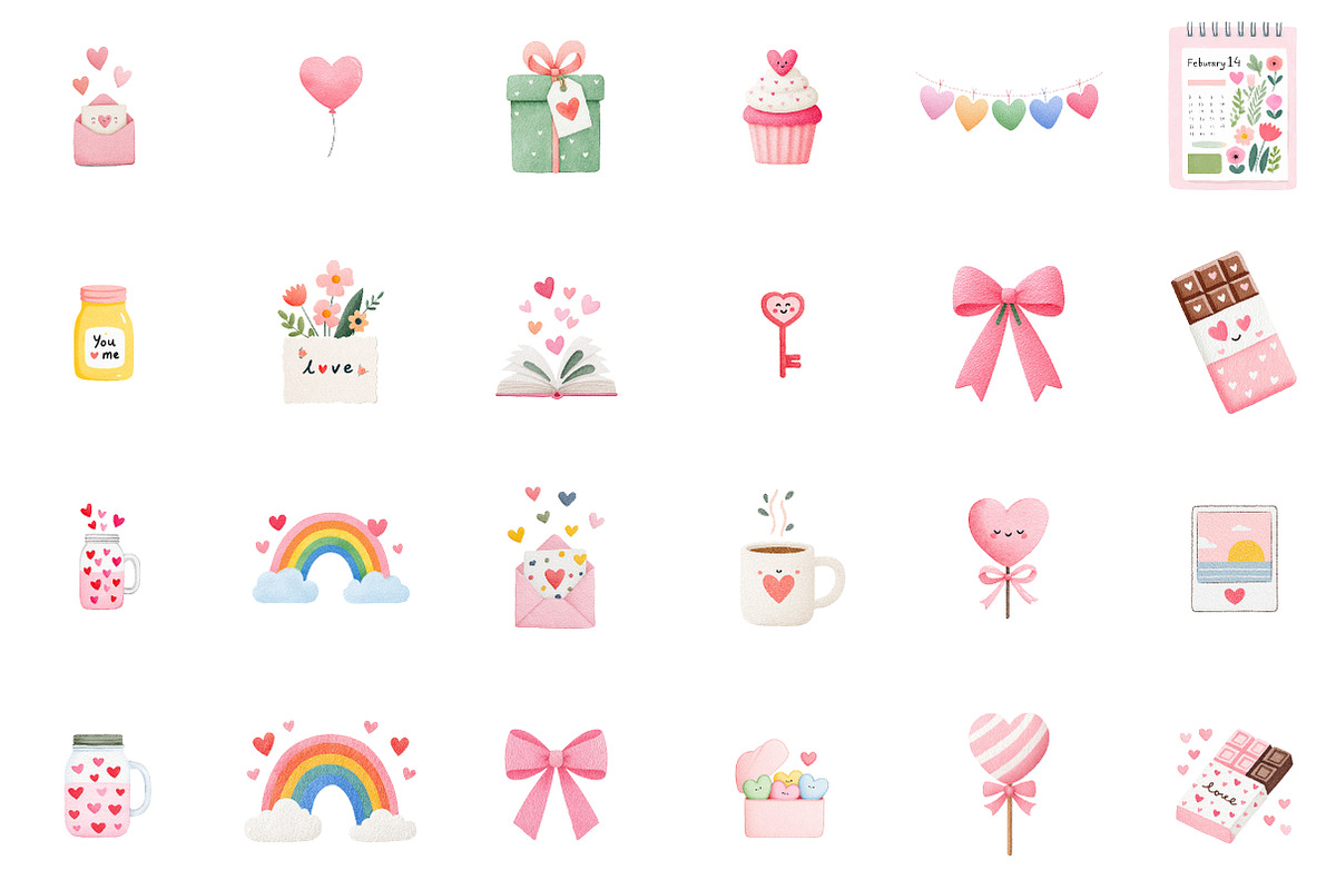 Hand-Drawn Valentine's Clipart PNG, an Illustration by Sublimation Artist (Photo 2 of 6)