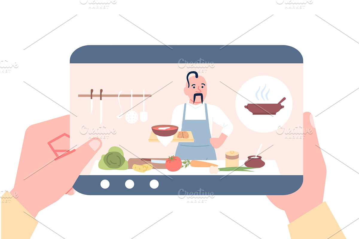 Cooking online lesson. Person, a Food Illustration by LadadikArt
