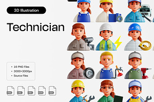 Technician 3D Icon Set, an Object 3D Model by Eklip Studio