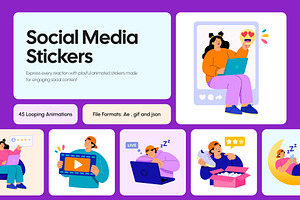 45 Animated Social Media Stickers, a Person Illustration by Creative Stall