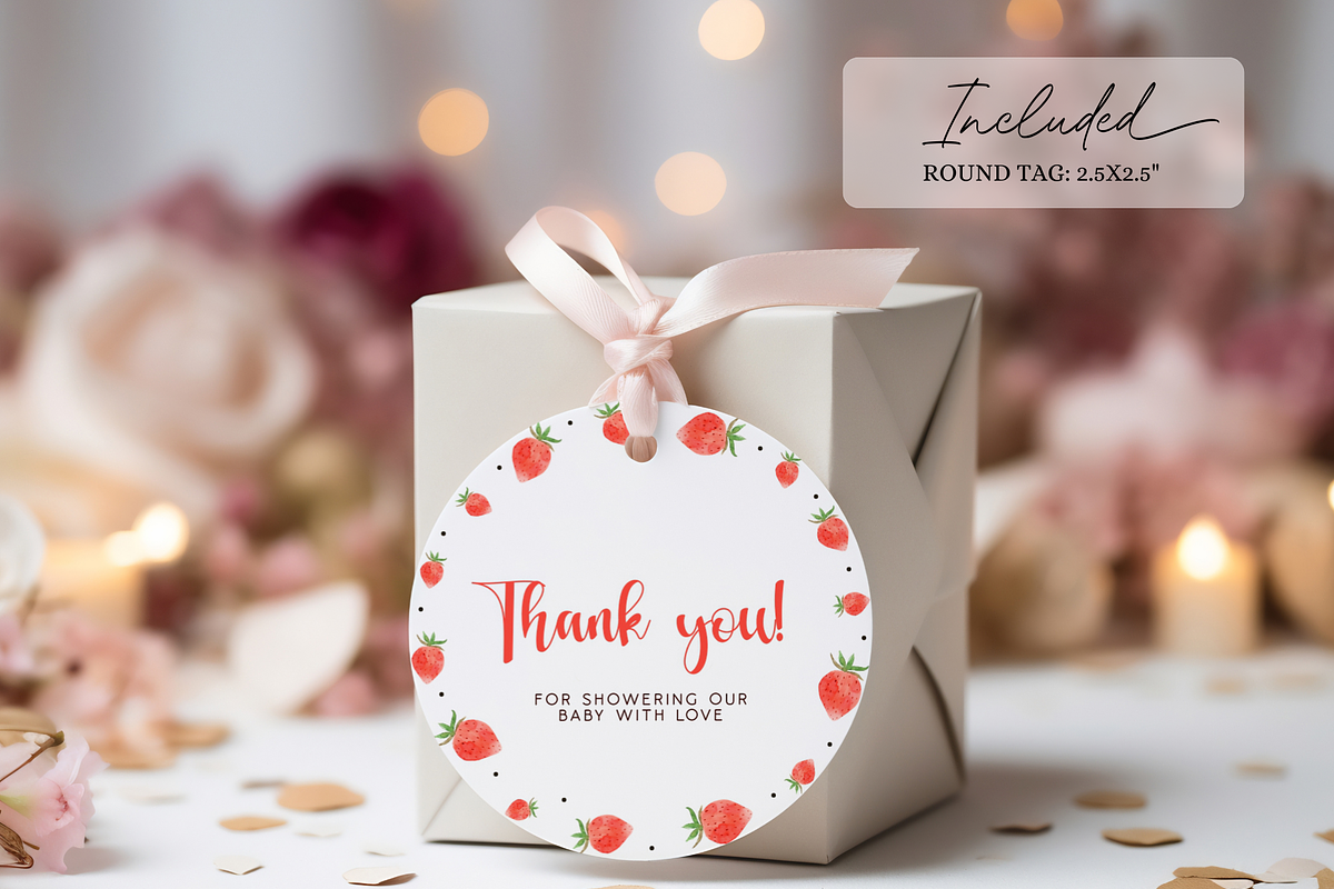 Strawberry Baby Shower Thank You Tag, an Invitation Template by Digital_Mind (Photo 3 of 6)