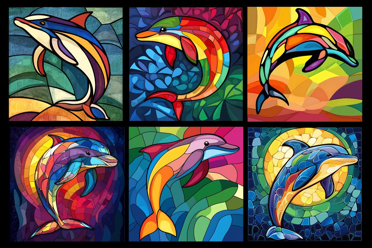 Stained Glass Dolphin Coloring Pages, an Animal Illustration by protabsorkar11 (Photo 6 of 6)