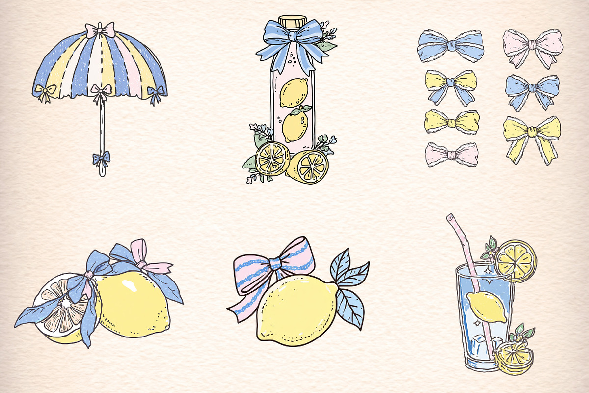 Girly Lemon Summer Clipart, an Illustration by Digital Artistic99 (Photo 2 of 11)