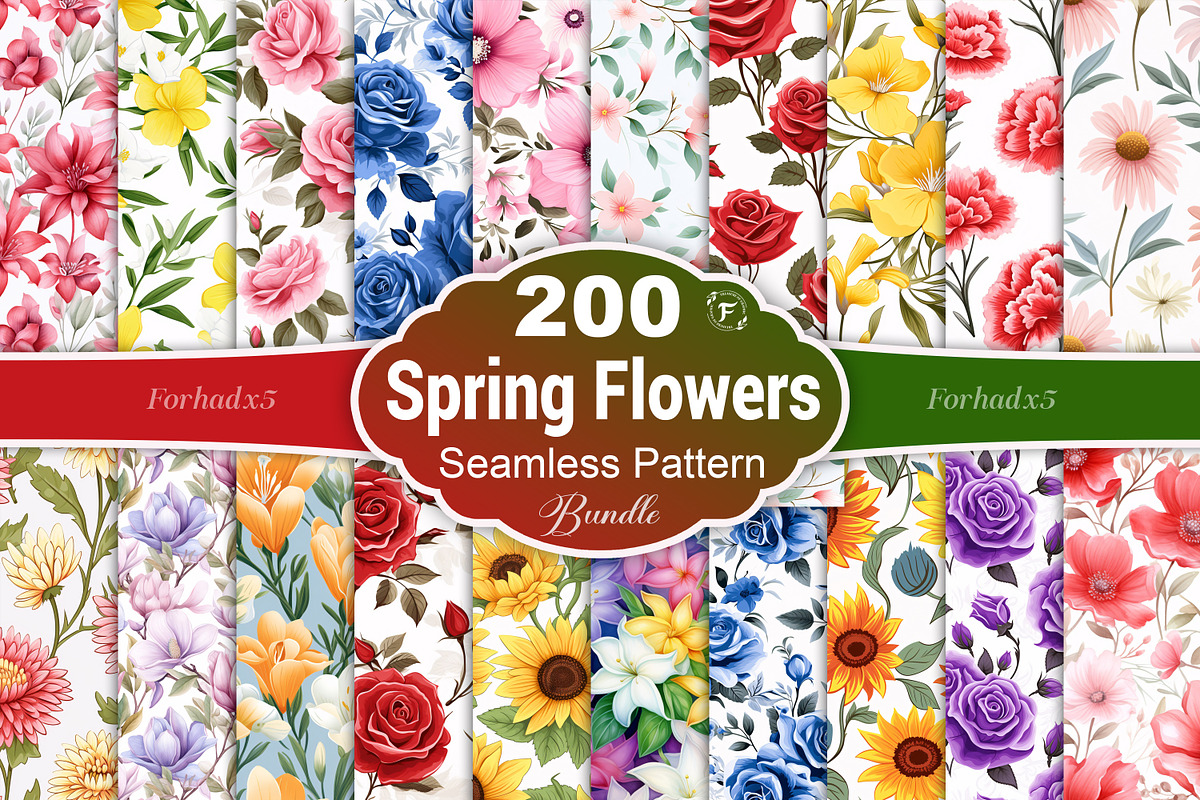 Spring Flowers Seamless Pattern, a Pattern Graphic by Forhadx5 (Photo 1 of 20)