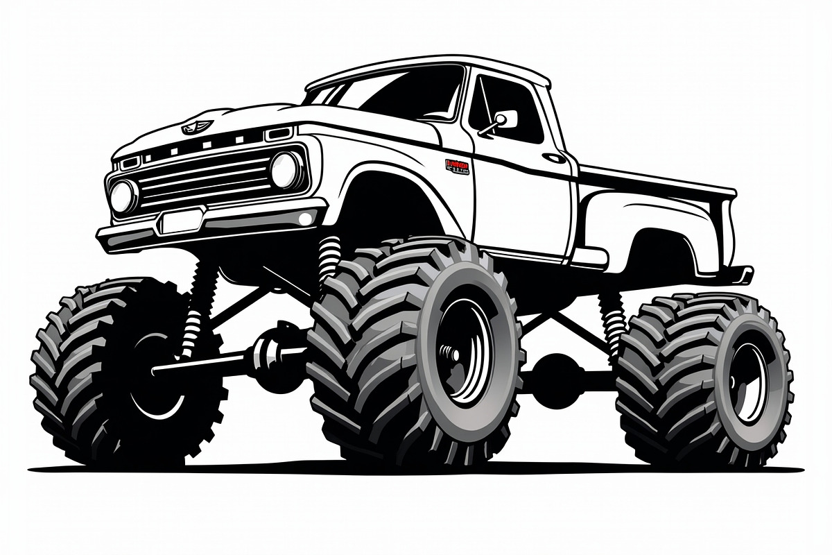 Monster Truck Line Art Bundle, an Illustration by Designs_River (Photo 6 of 9)