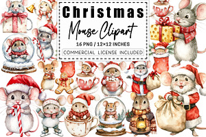 Christmas Mouse Clipart, a Graphic by CitraGraphics