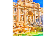 Trevi Fountain, Rome, Italy Painting, an Architecture Photo by Wild Wanderer Photography (Thumbnail 1 of 2)
