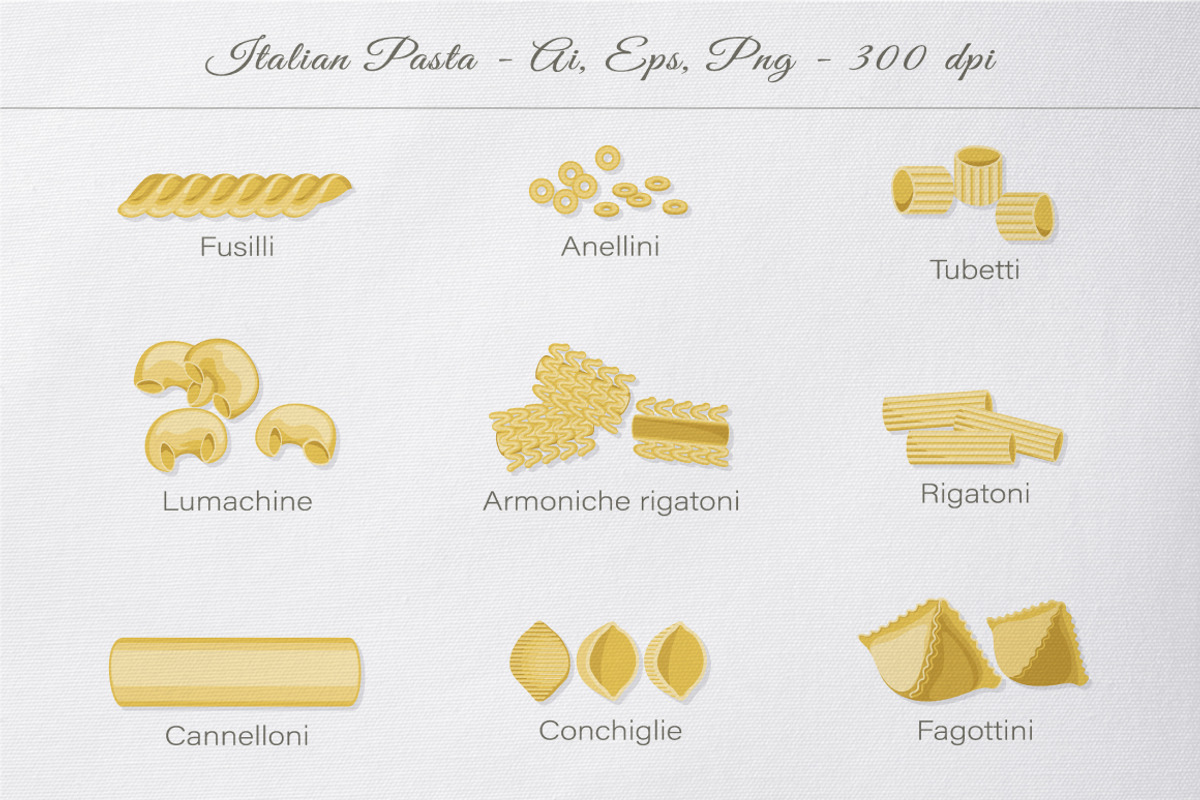 Big set of Illustrated Italian pasta, an Object Graphic by Yummy (Photo 2 of 12)