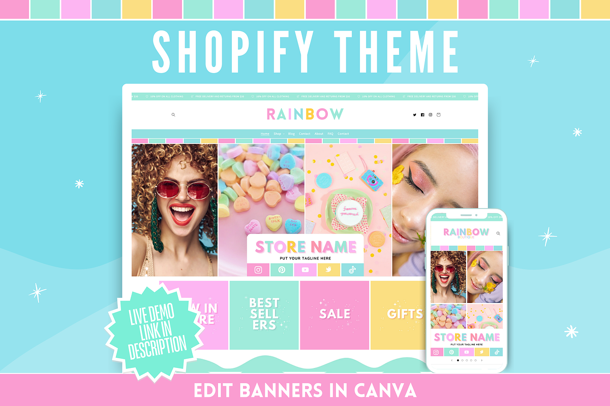 Rainbow Shopify Theme, a Shopify Template by SunshineStudioBoutique (Photo 1 of 10)