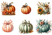 Autumn Pumpkin and Bow Clipart, an Illustration by DreamArtGraphic (Thumbnail 4 of 7)