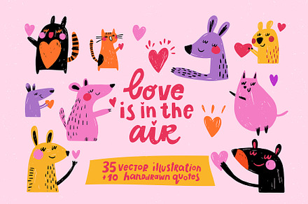 Cute illustration Love is in the air