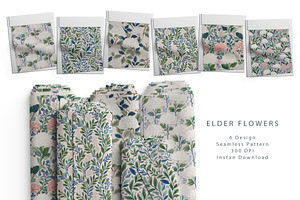6 Seamless Pattern: Elder Flowers