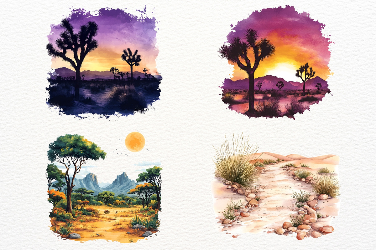 Western Landscape Clipart Cactus PNG, a Decorative Illustration by SugarCloudStudioArt (Photo 7 of 8)