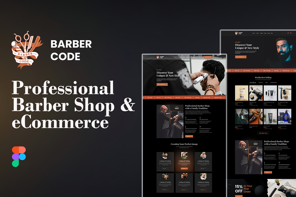 Barber Shop & eCommerce UI Template, an UI Kit Template by ReformedTech (Photo 26 of 26)