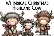 Whimsical Christmas Highland Cow, an Illustration by Pixels.Craft (Thumbnail 1 of 6)