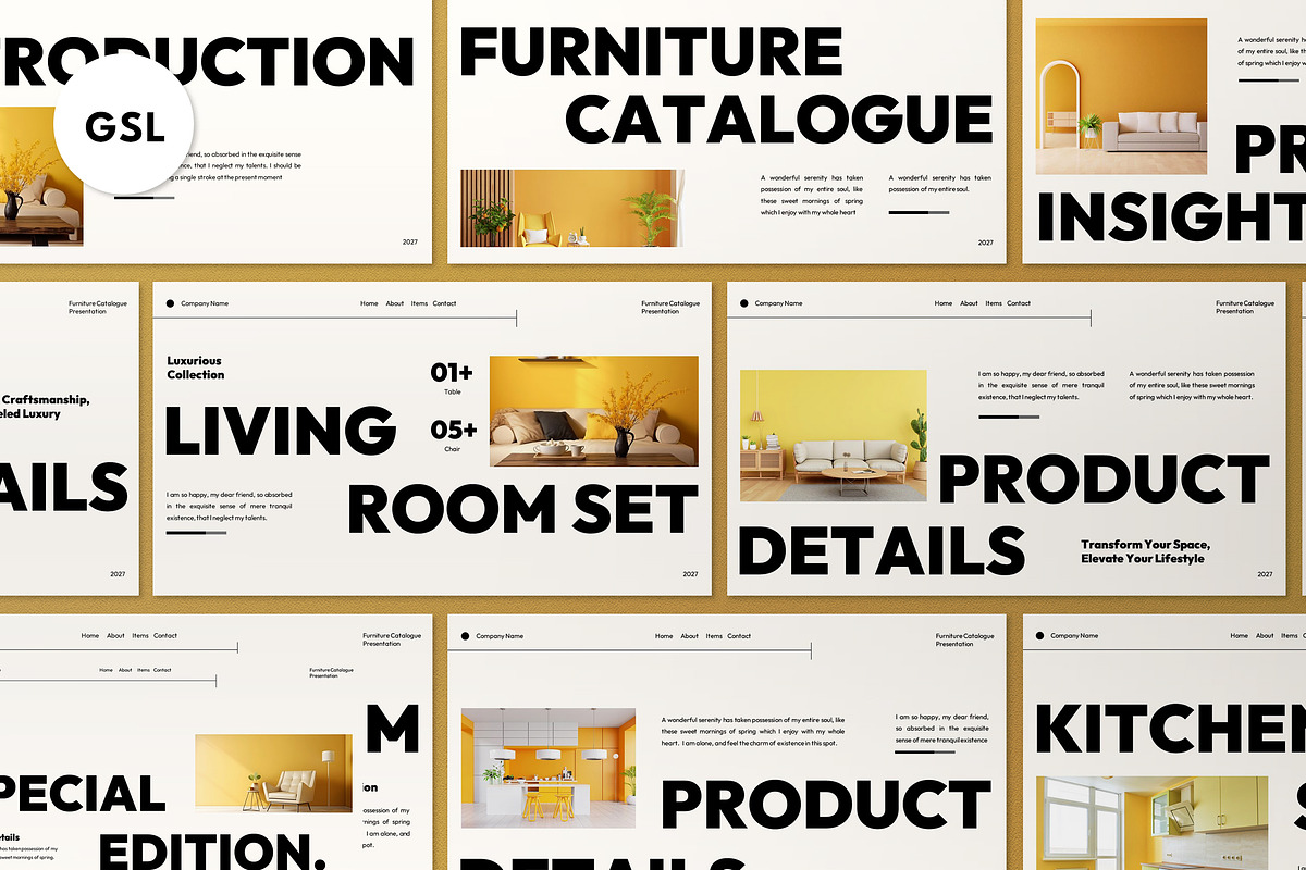 Furniture Catalogue Google Slide, a Presentation Template by graphicook (Photo 1 of 4)