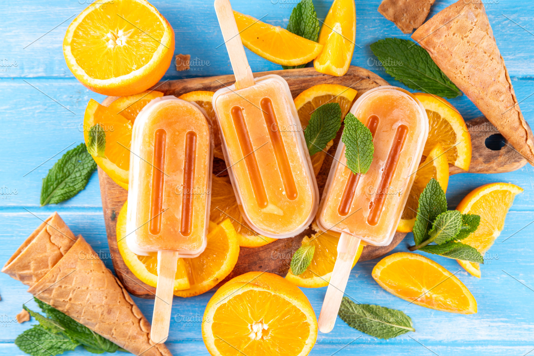 Orange creamsicle lolipop ice cream, creamsicle popsicles, a Food & Drink Photo by Rimma