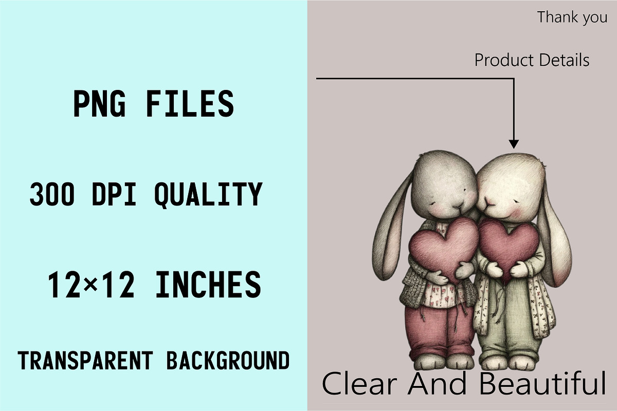 Whimsical Valentine Bunny Clipart, an Illustration by SVGArt (Photo 3 of 7)