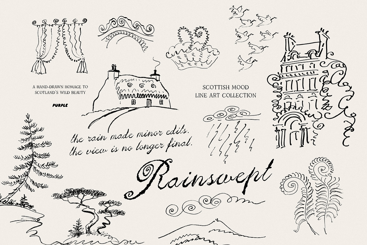 Rainswept Autumn Line Art Collection, an Object Illustration by Purple (Photo 1 of 15)