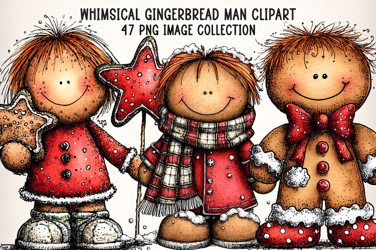 Whimsical Gingerbread Man Clipart, an Illustration by Dream Creation (Photo 1 of 7)