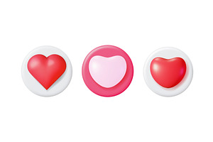 Red and pink 3d heart icon set for, an Object Illustration by Abscent