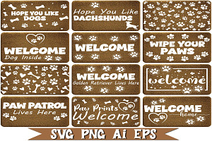Dogs Doormat SVG PNG Bundle, a Graphic by EllaMaiyaali