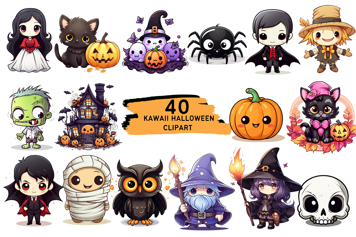 Kawaii Halloween Sublimation Bundle, a Seasonal Illustration by Bubble Pixel (Photo 2 of 7)