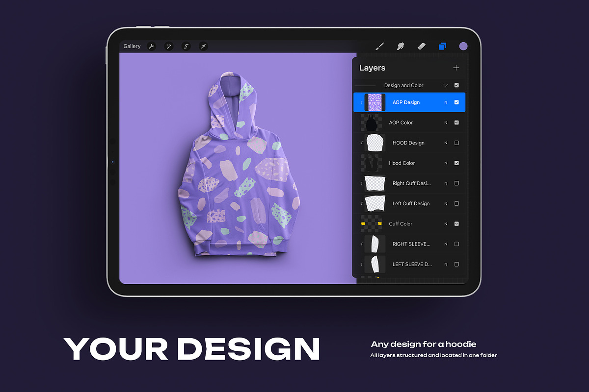 Mockup Oversize Hoodie For Procreate, a Hoody Mockup by Grow Design Craft Studio (Photo 6 of 9)