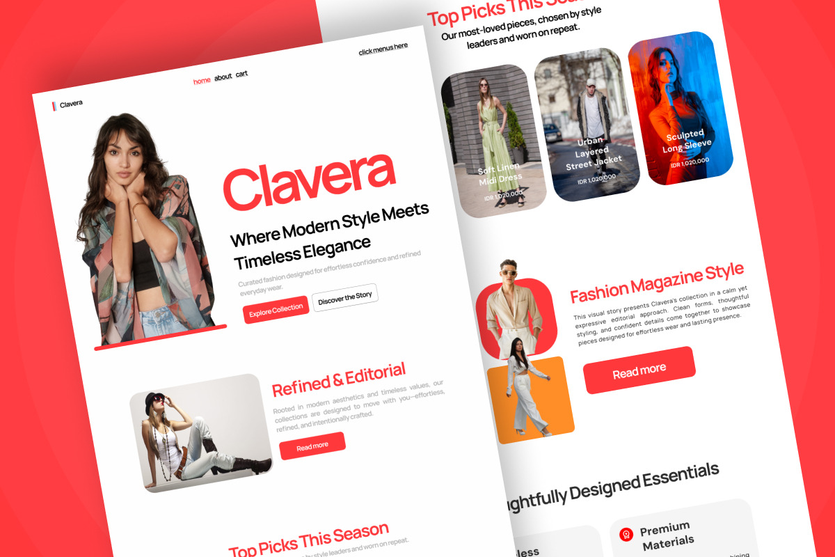 Clavera - Editorial Fashion Landing, a Landing Page Template by productype1 (Photo 4 of 5)