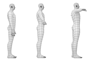 Male Hero In Three Poses Base Mesh