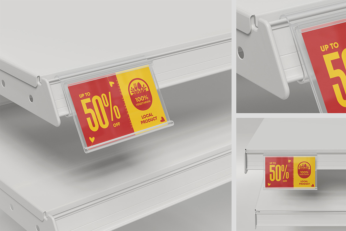 Hinged Shelf Talker Mockup, an Advertising Mockup by SD Mockup (Photo 1 of 4)