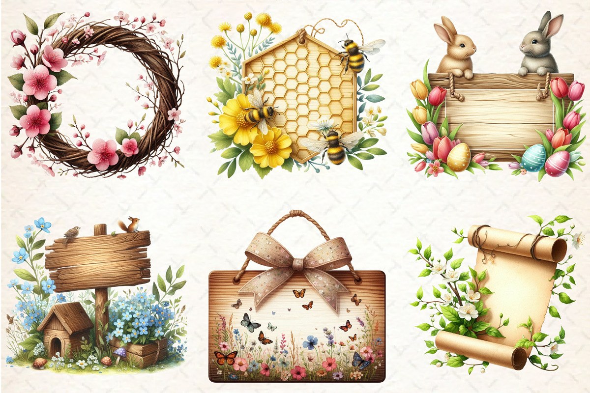 Spring Sign Board Sublimation Clipar, a Seasonal Illustration by Rose Art (Photo 4 of 4)